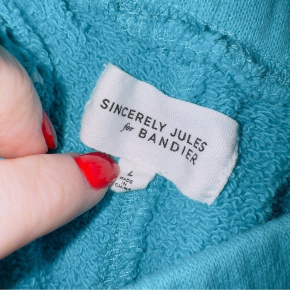 Bandier X Sincerely Jules Blue High Waisted Cotton Sweat Shorts size large - Picture 3 of 5
